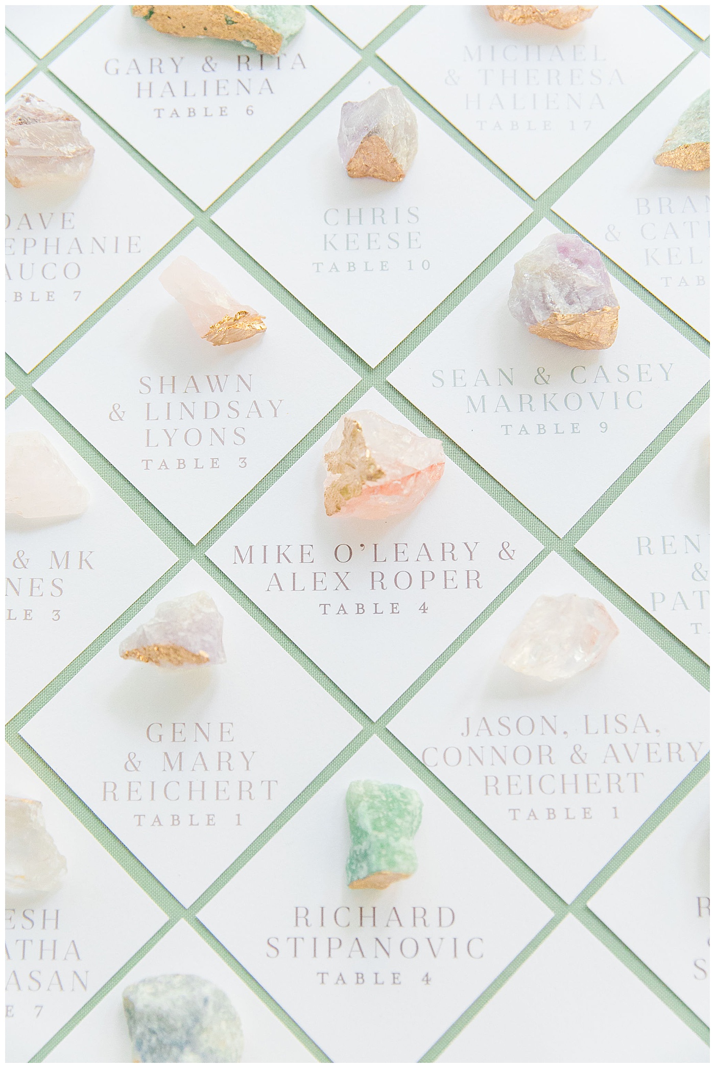 geode escort cards | crystal escort cards