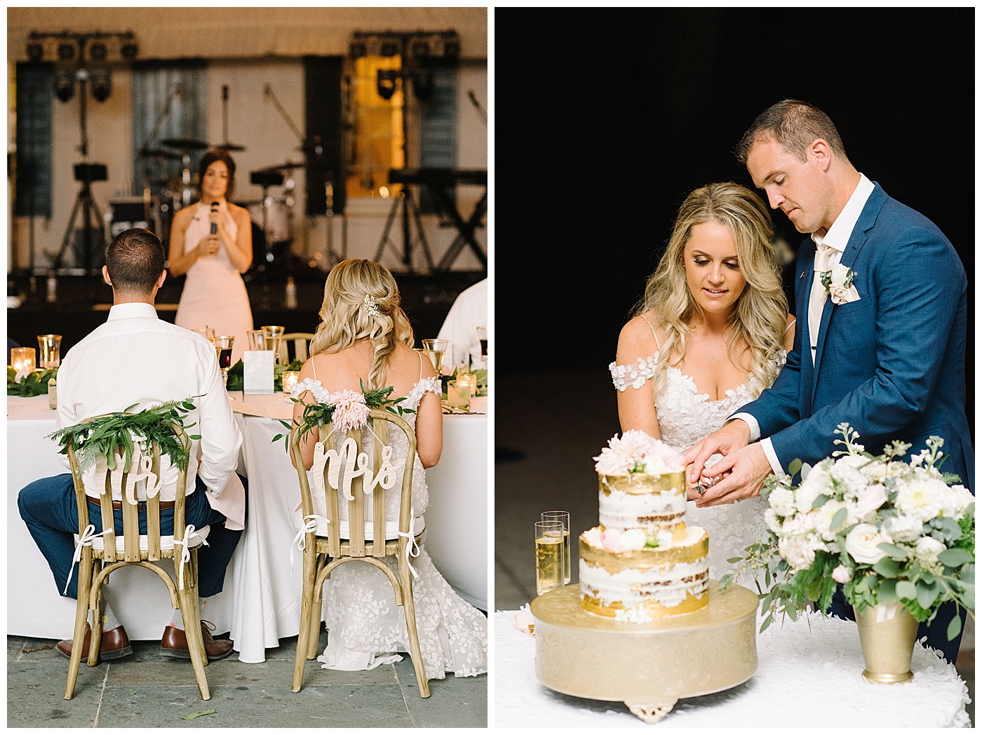 bride and groom celebrating