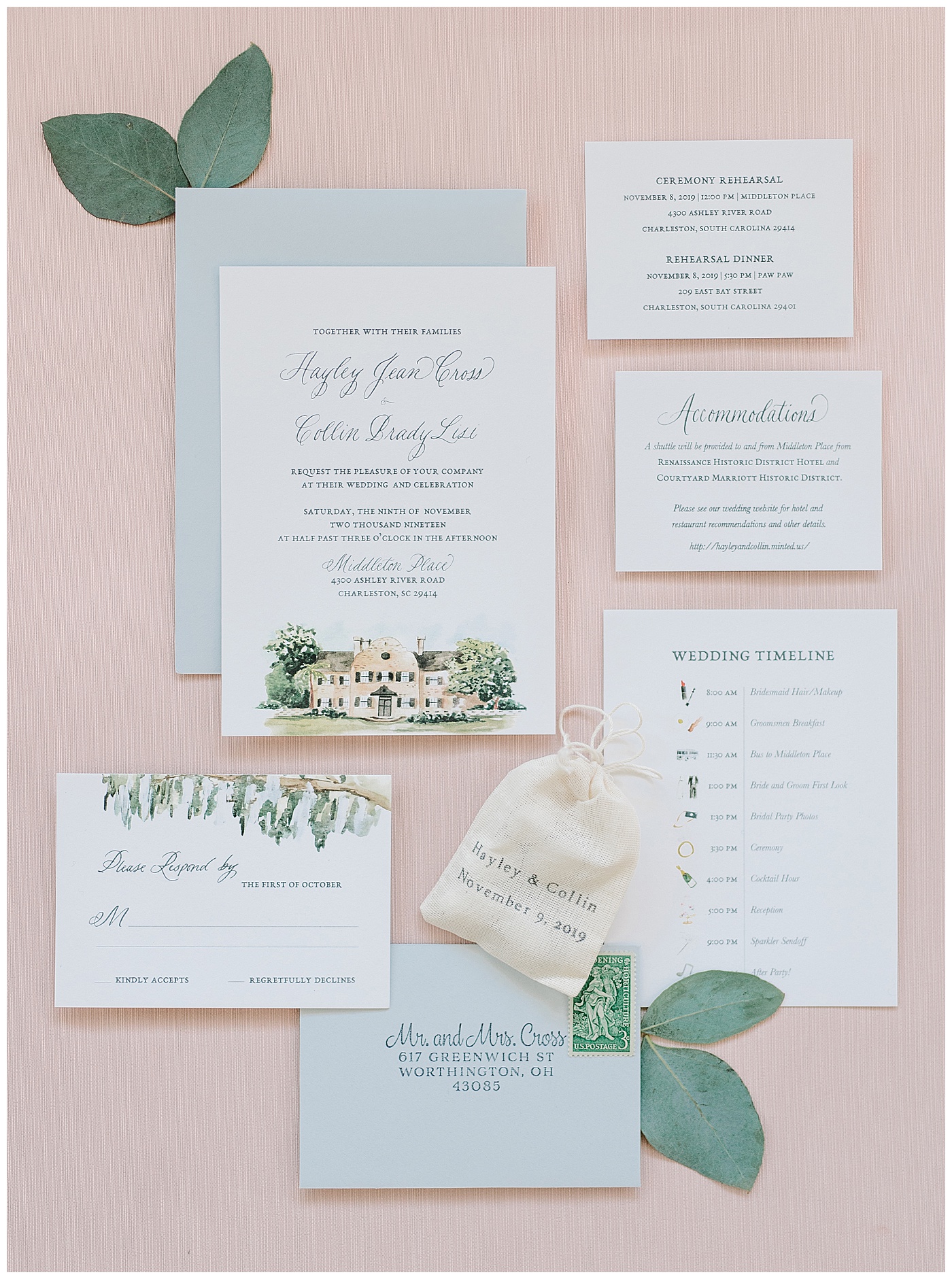 pink wedding invitation