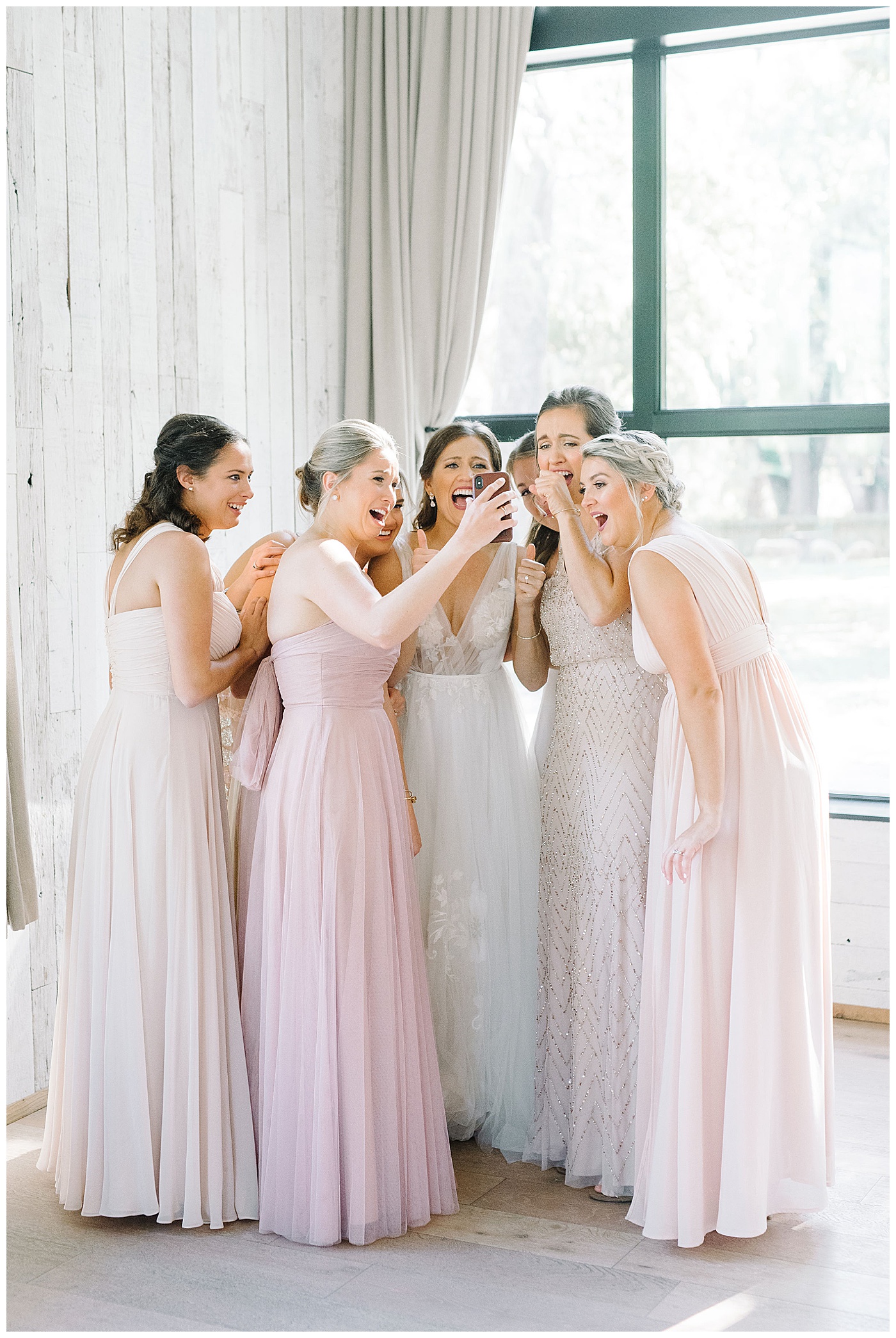 bridesmaids facetiming friend