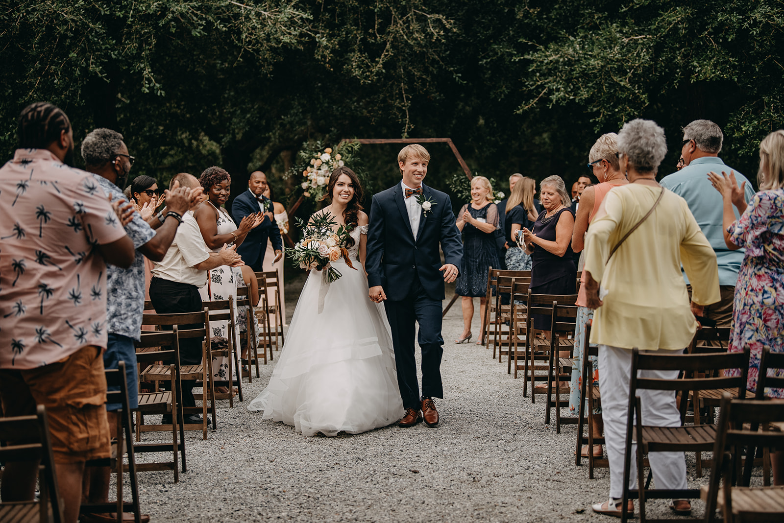 ceremony at Old Wide Awake Plantation walking down the aisle